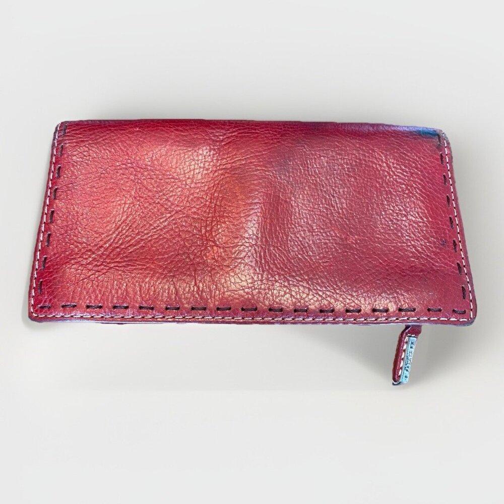 Fossil Checkbook Cover Brown Leather Classic Folding Credit Card Holder